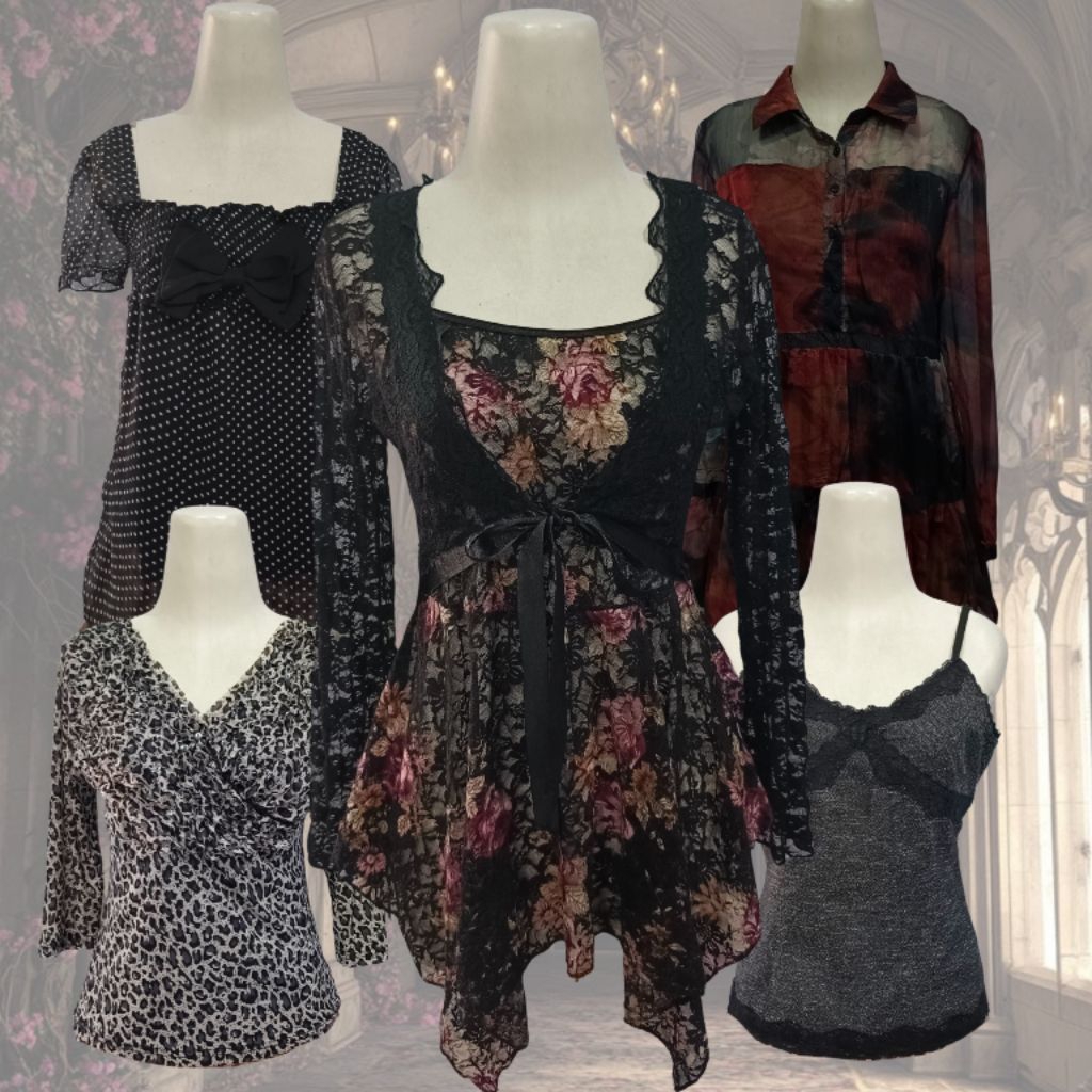 {part 2} baju atasan blouse vintage aesthetic coquette y2k morikei shoujo downtown patchwork aesthet