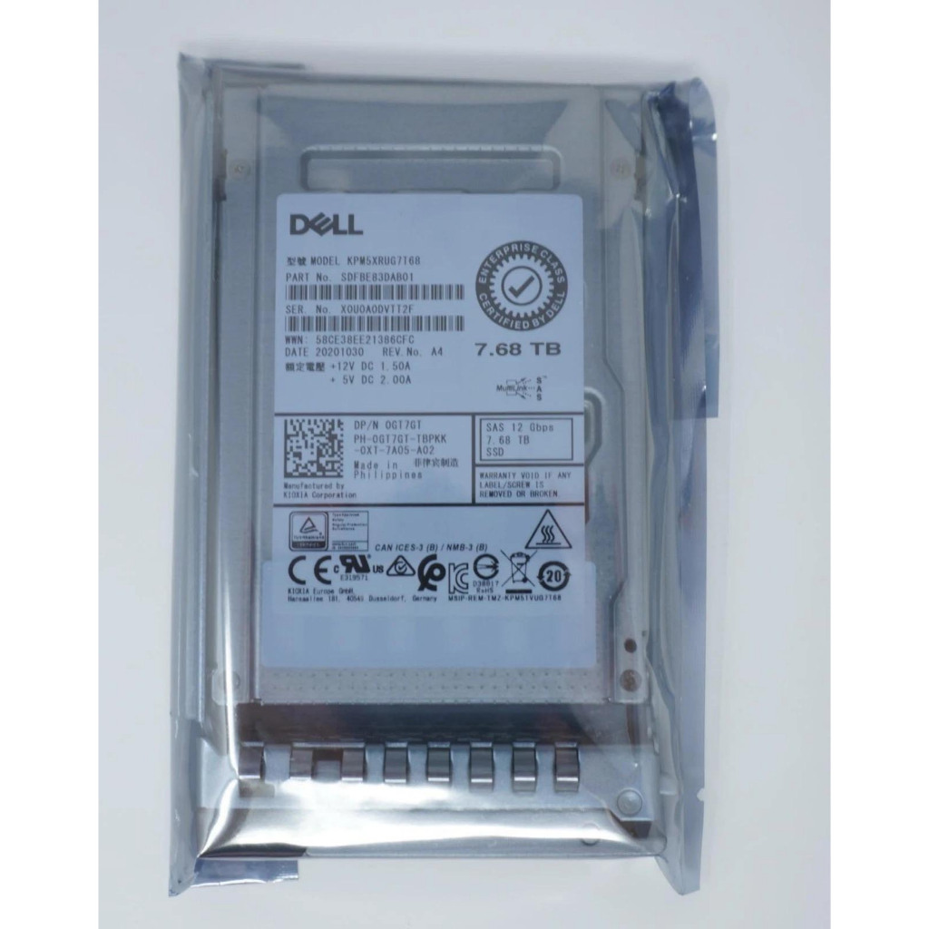 Dell 7.68TB SAS 12G 2.5 RI SSD KPM5XRUG7T68 G14-G16 Solid State Drive