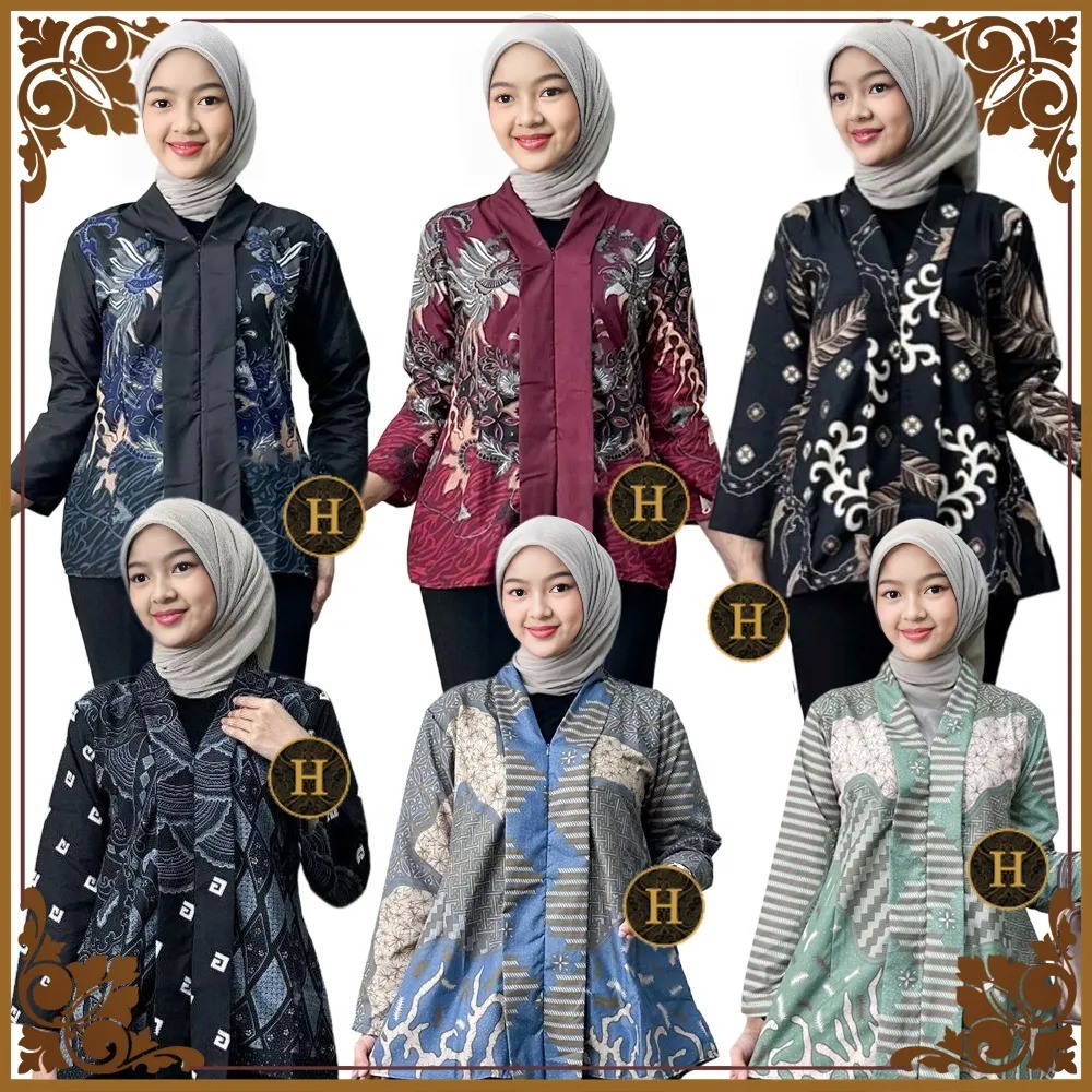 PROMO Batik Atasan Blus Modern Murah Adem Untuk Anak Cewek SD SMP SMA Remaja Resleting Depan
