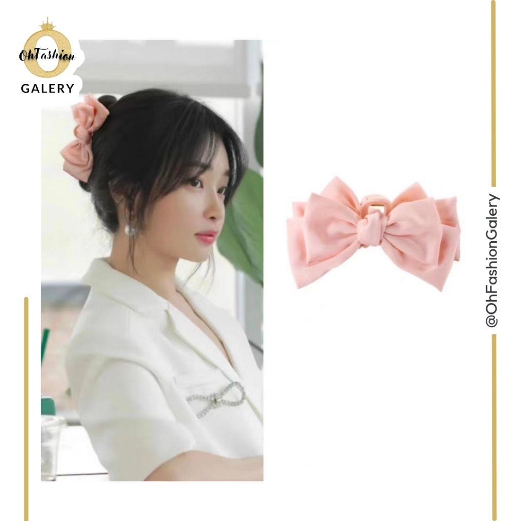 OHFASHION Jepit Rambut Korea Bahan Acrylic Jedai Jepit Motif Pita Sedang