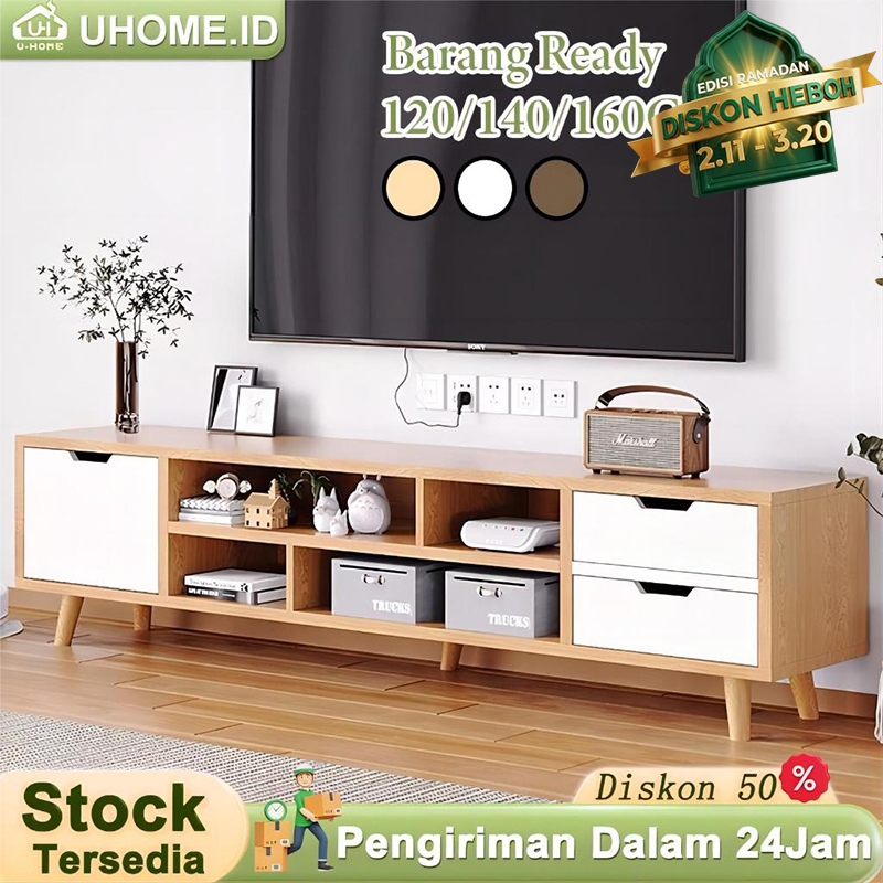 Meja TV 140CM Rak TV Minimalis Modern Kabinet TV Kayu Serbaguna Buffet TV Murah Awet