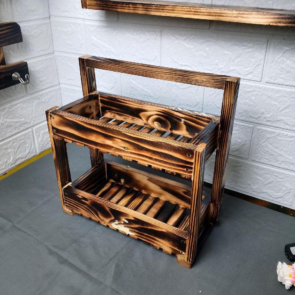 Rak Susun Kayu Natural Estetik – Rak Kosmetik & Rak Bumbu Multifungsi untuk Dapur & Kamar