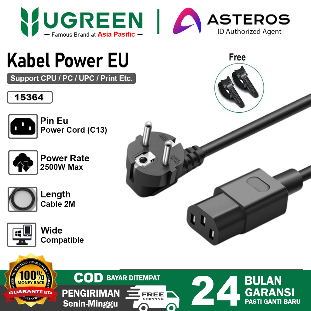 UGREEN Kabel Power CPU PC UPS Printer 2 Meter