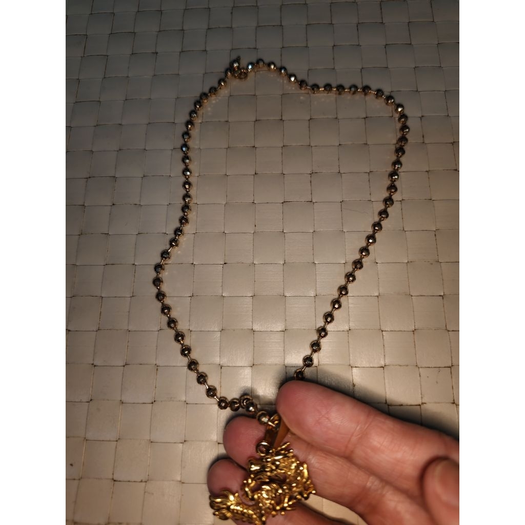 Kalung Rhodium lapis emas naga