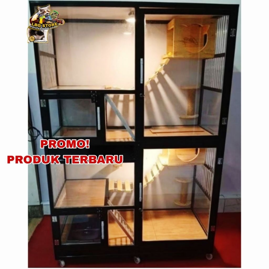 KANDANG KUCING ALUMUNIUM 2 kamar (premium Catcondo)