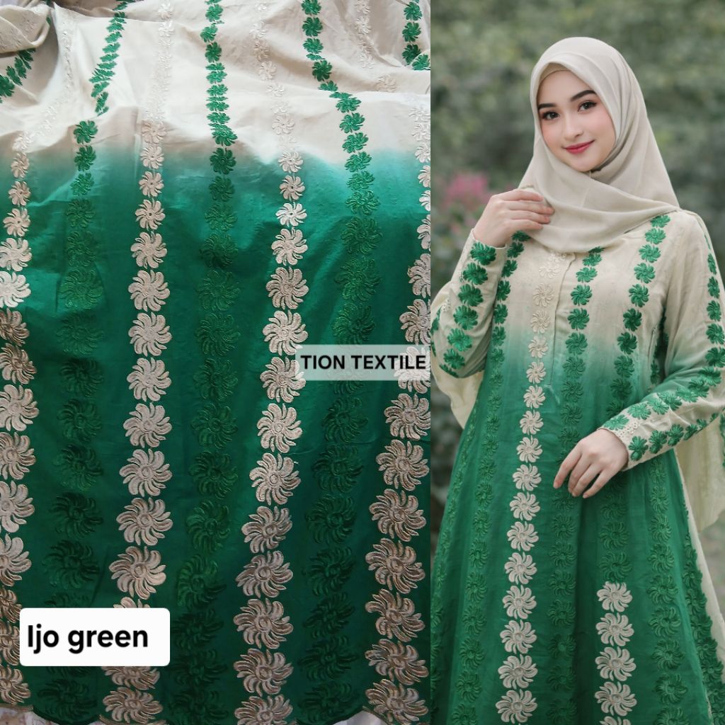 Kain bahan katun bordir gradasi / Kain katun bordir gradasi premium import