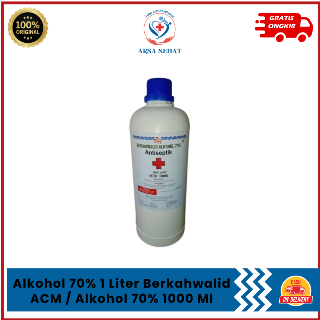 Alkohol 70% 1 Liter Berkahwalid ACM / Alkohol 70% 1000 Ml