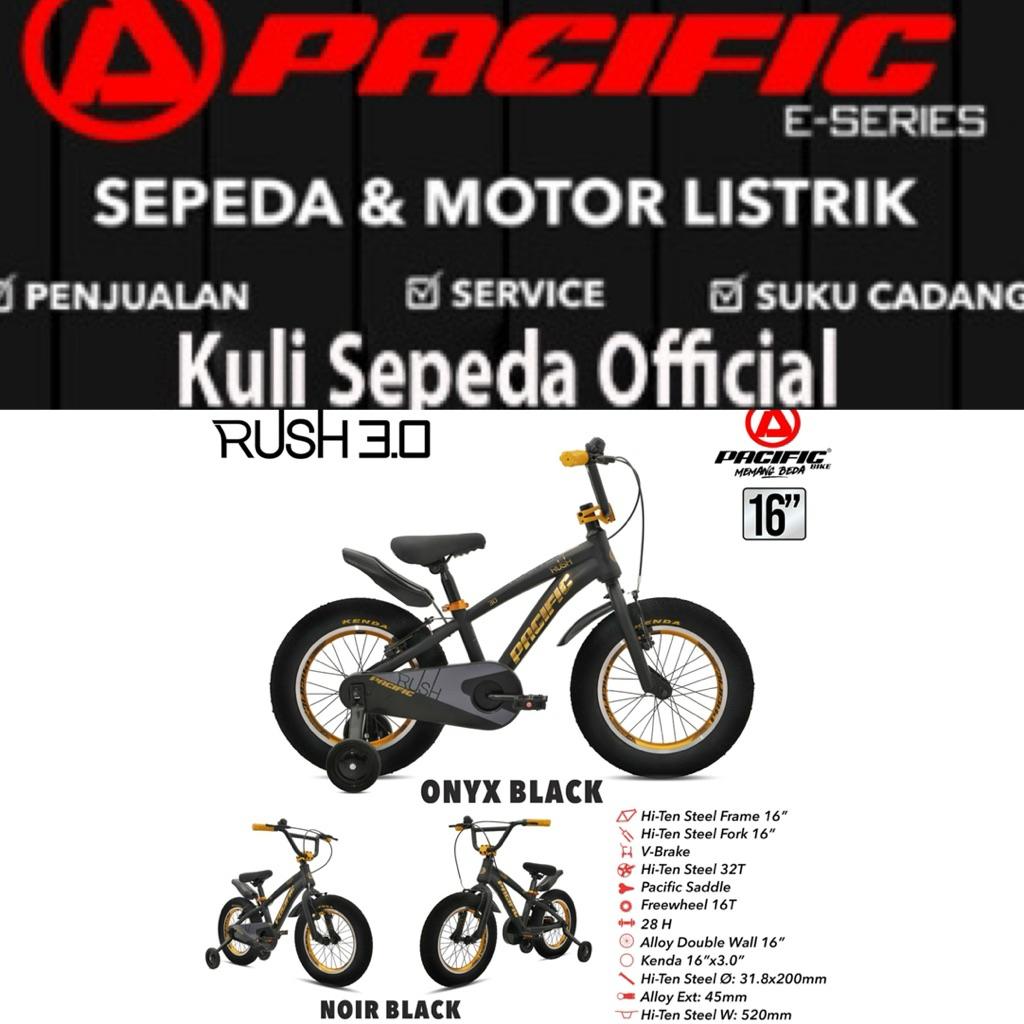 BMX Pacific Rush 16 Inch Ban Besar 3.0