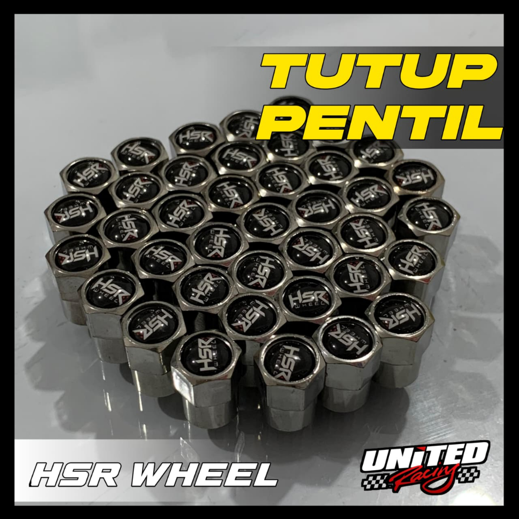 Tutup Pentil HSR Wheel Original Chrome Tutup Pentil Universal Mobil/Motor Logo Emblem HSR