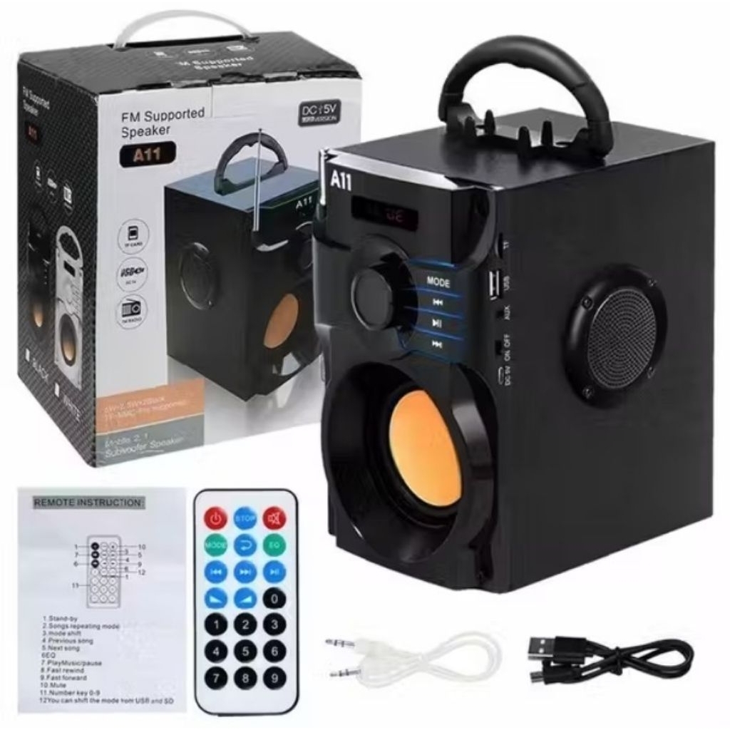 Speaker Bluetooth Portabel dengan Baterai Besar, Radio FM, USB, Kartu Memori, dan AUX