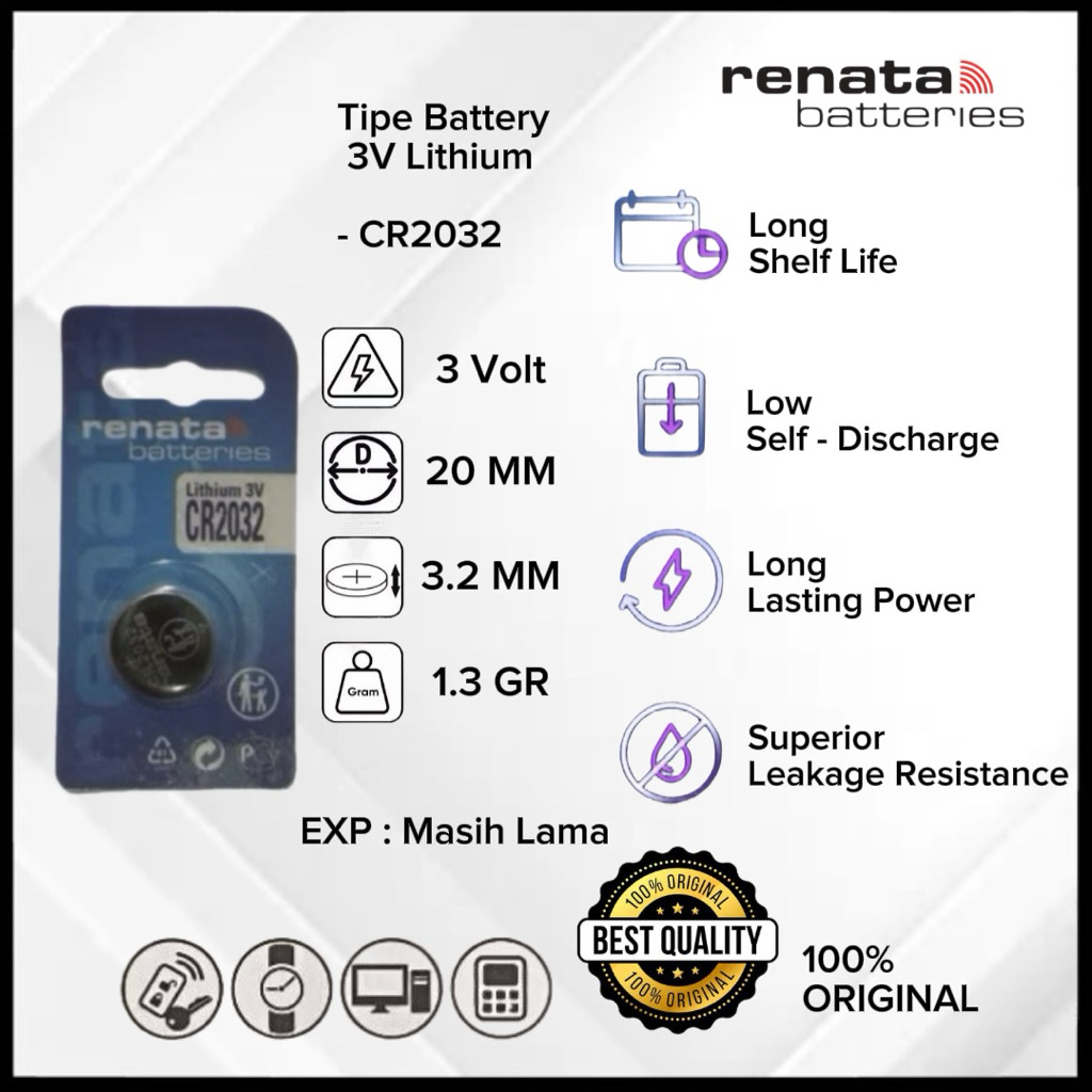 Baterai Renata CR2032 Original Battery CR2032 3 Volt