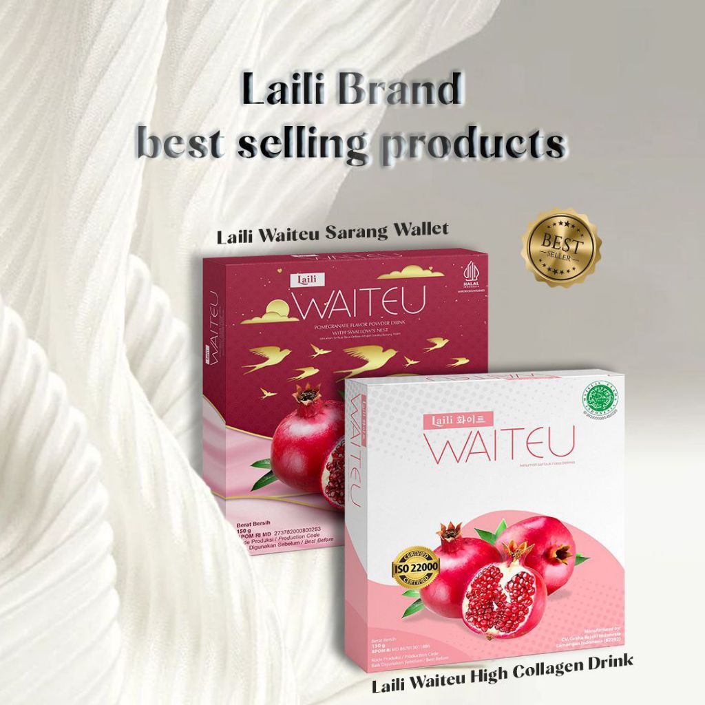 Laili Waiteu High Collagen Drink - Minuman Serbuk Rasa Delima - Pemutih Badan & Skin Care Collagen B