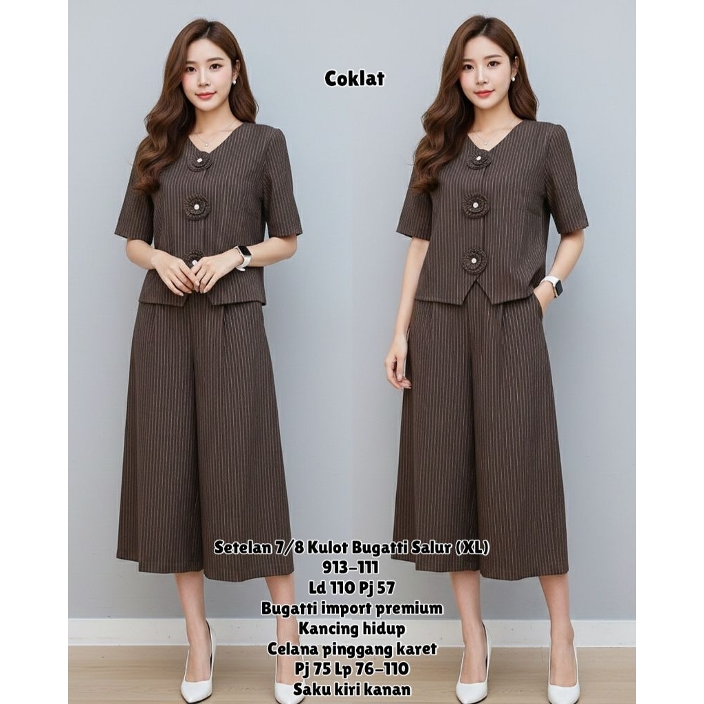 Kap Store Setelan 7per8 Kulot Bugatti Salur (XL) 913-111