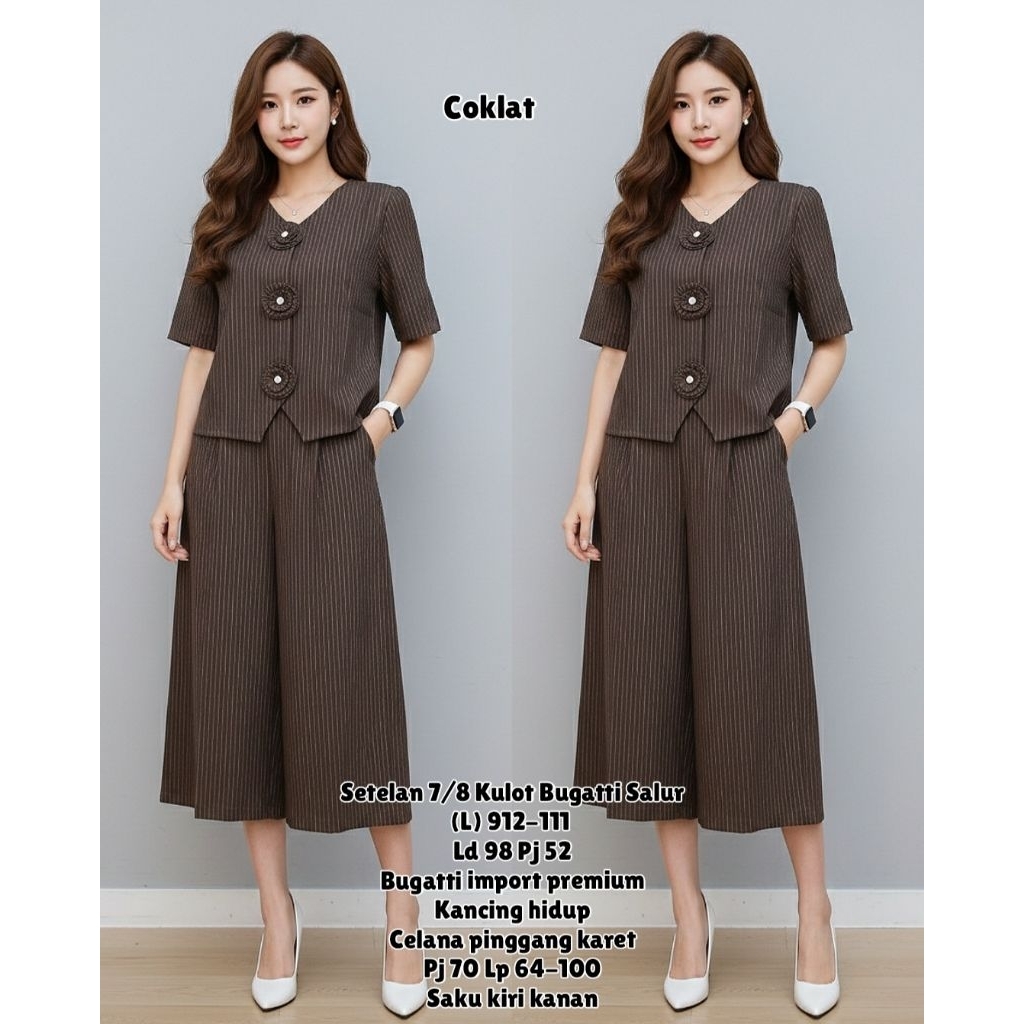 Kap Store Setelan 7per8 Kulot Bugatti Salur (L) 912-111