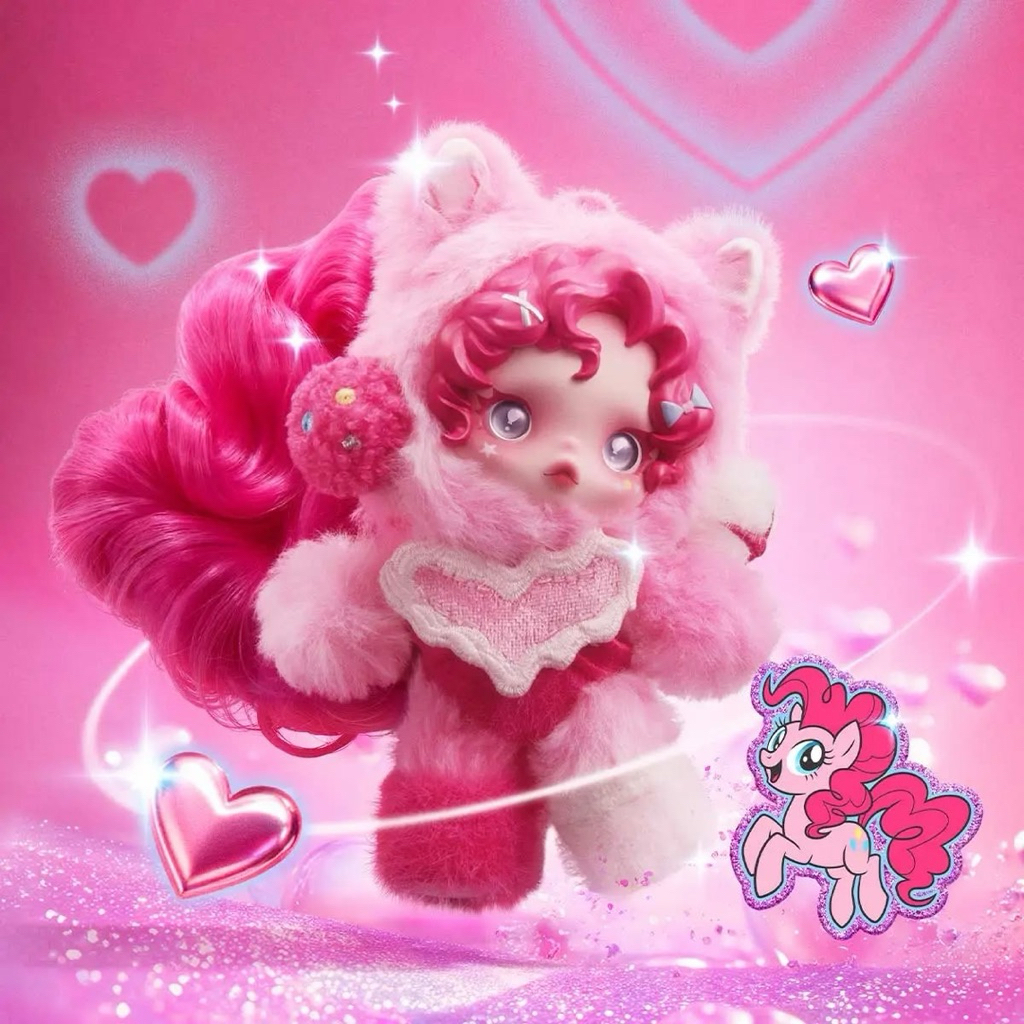 Pop Mart Ori (SELECTED) SKULLPANDA x My Little Pony Series Plush Doll Pendant - Pinkie Pie birthday 