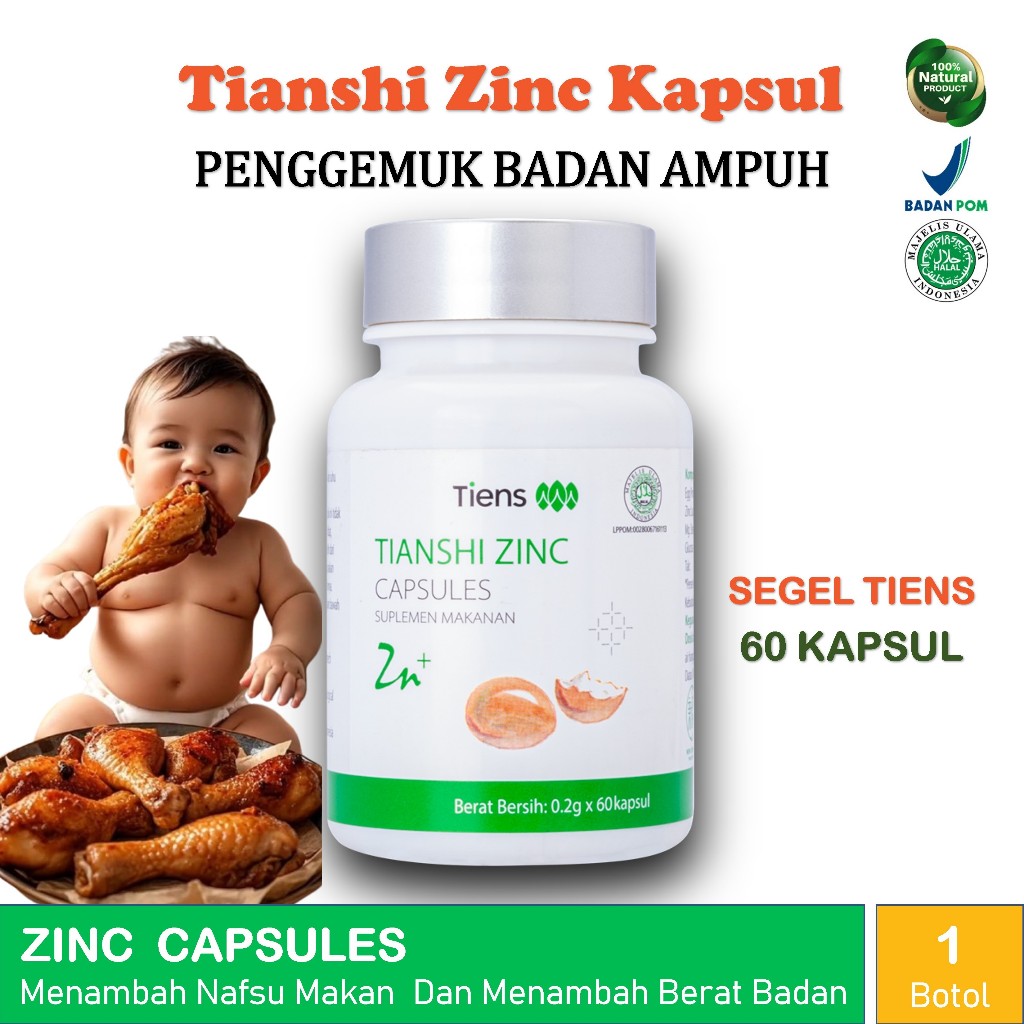 Terlaris Zinc Kapsul Vitamin Nafsu Makan Anak Dan Dewasa Obat Penggemuk Badan BPOM Alami Herbal