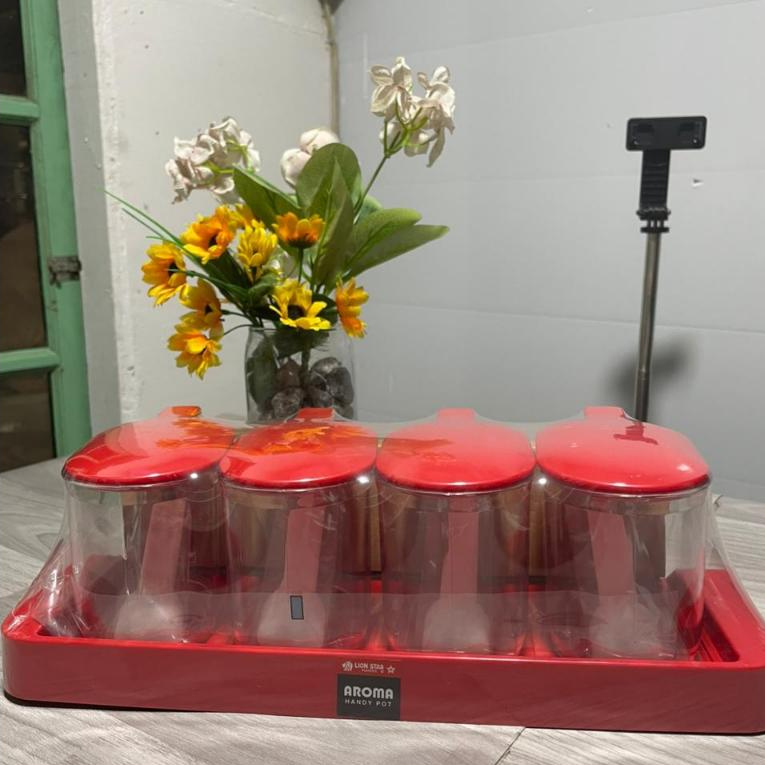 AROMA Kitchen Set Rak Bumbu Plastik Melembapkan Bumbu Merah