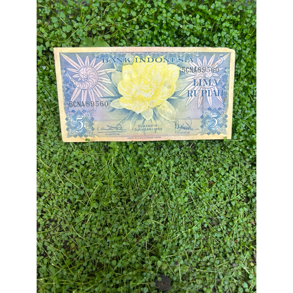 uang kuno 5 rupiah 1959 bekas tahun 1959