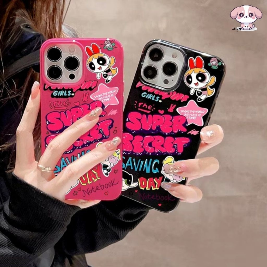 [XINGLY WAREHOUSE] Softcase Case Iphone 11 12 13 14 15 Pro  Boneka Power Puff Girl Black Pink Kualit