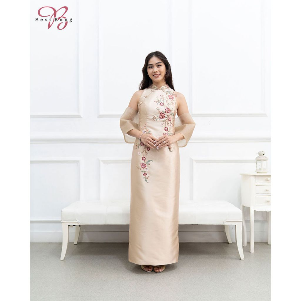 Gaun Cheongsam 9011 Champagne Gold