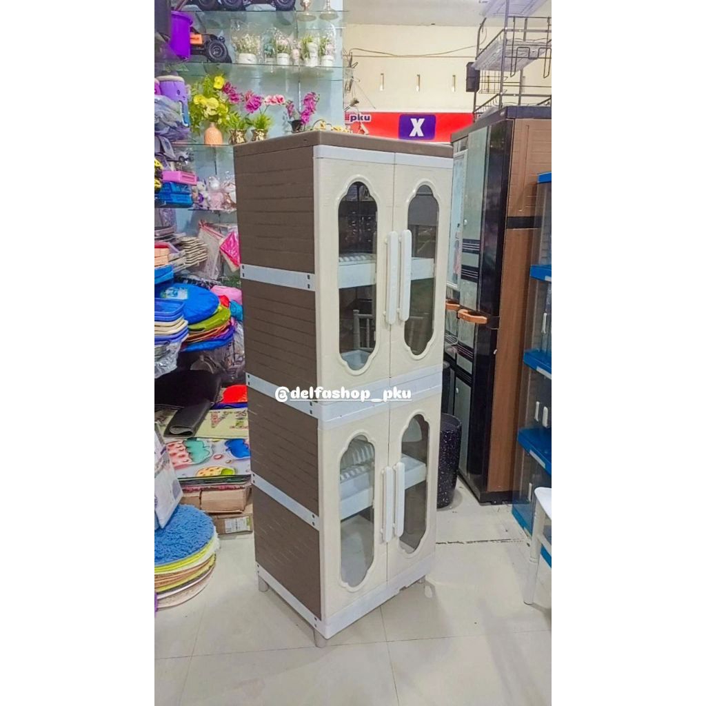 Lemari Piring Plastik Pintu Kaca / Lemari Piring / Lemari Plastik