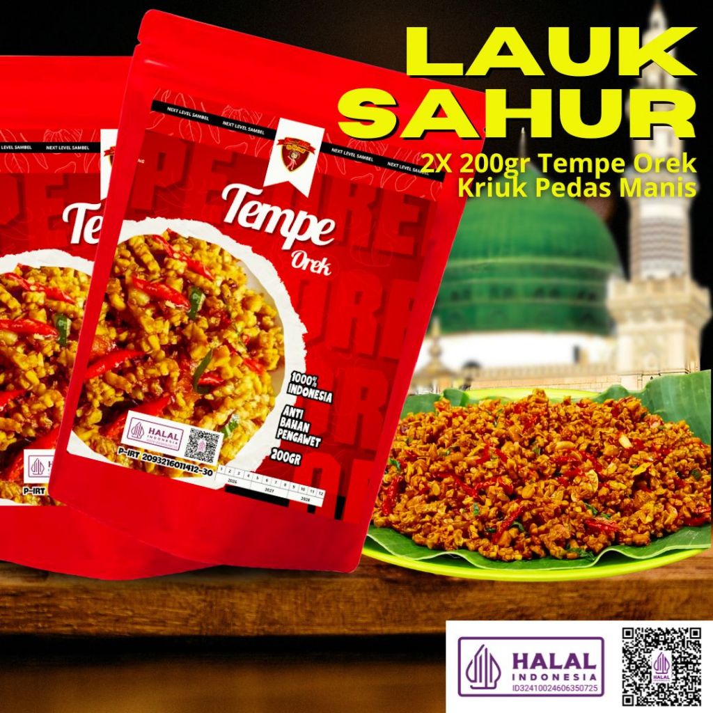 Paket Lauk Sahur 2pcs @200gr Orek Tempe Kriuk/ Orek Tempe Pedas Manis/ Orek Tempe/ Tempe Orek/ Tempe