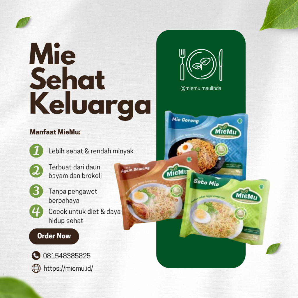 MieMu Mie Sehat Bayam & Brokoli 1 Pcs | Mie Sayur | Mie Instan Sehat