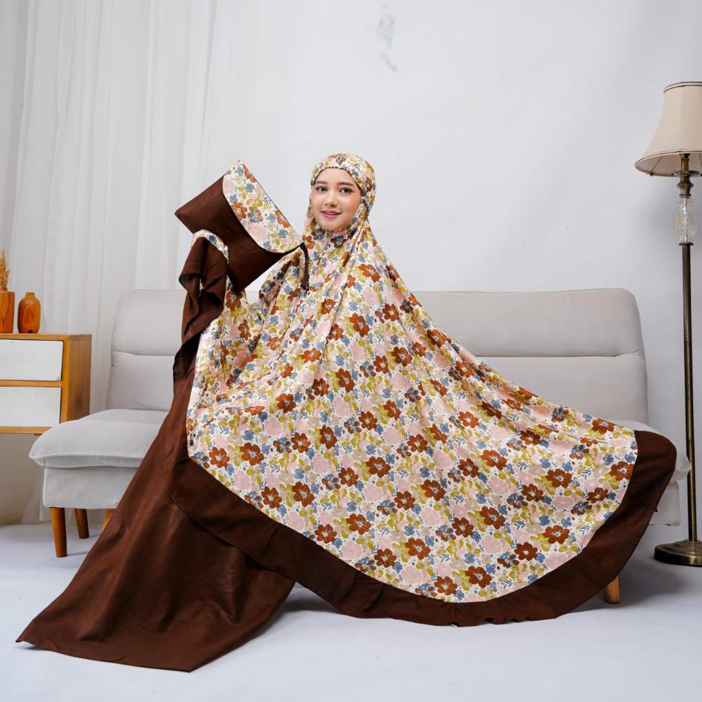 MUKENA DEWASA MOTIF BUNGA RAYON JUMBO / MUKENA RAYON JUMBO REMPEL / MUKENA JUMBO DEWASA BALI