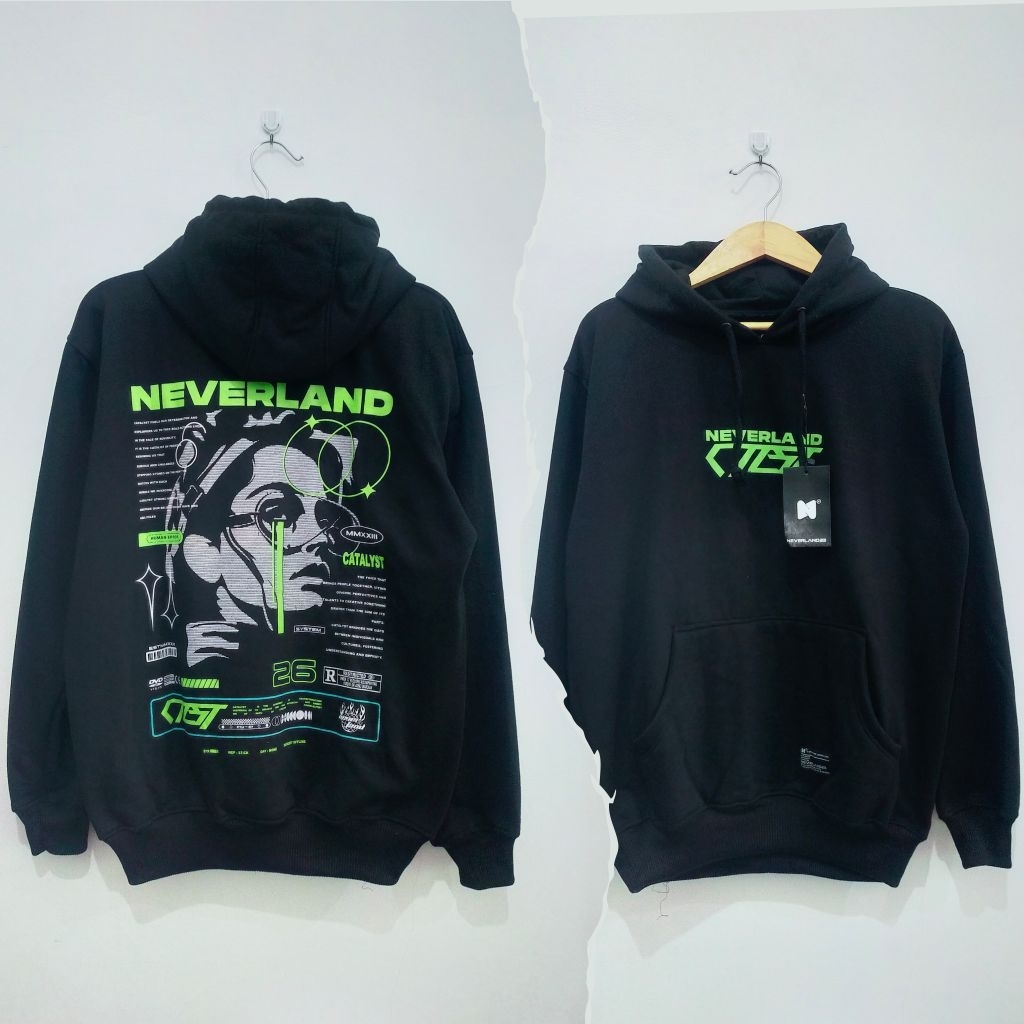 Jaket Hoodie Pria Neverland - Jaket Hoodie Hitam distro - Hoodie Cow