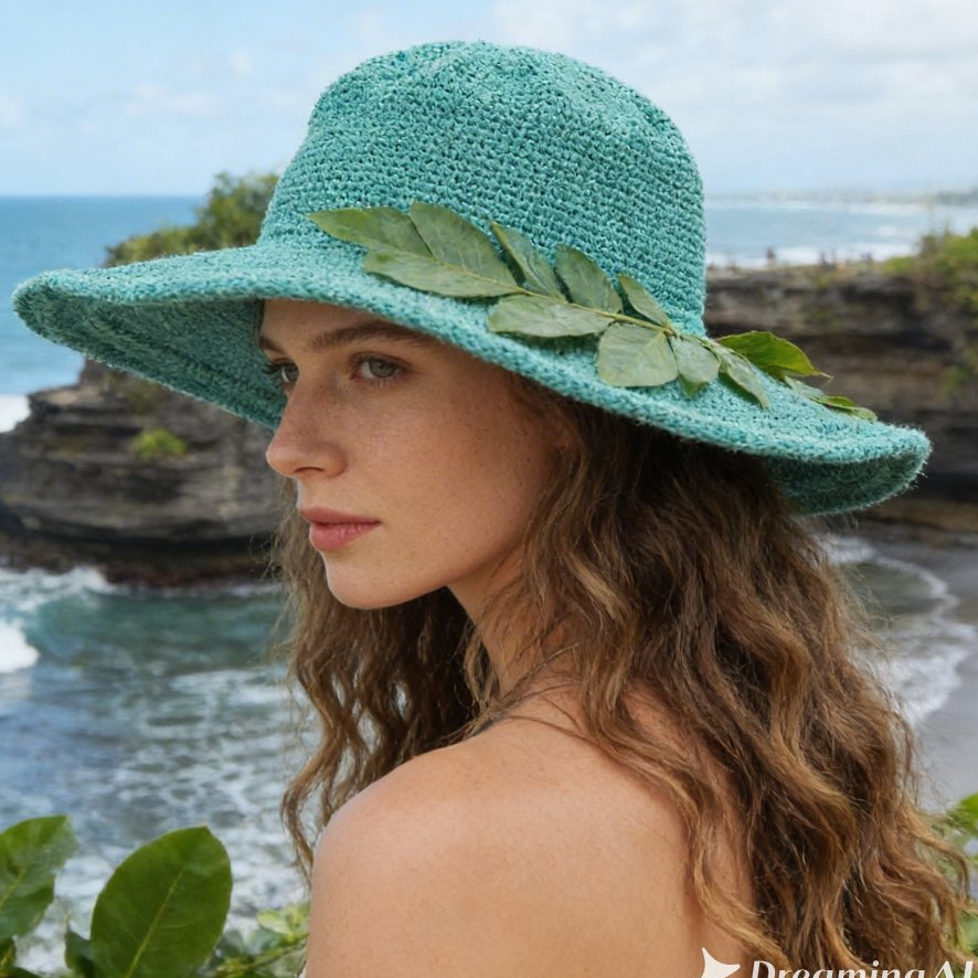 Topi Pantai Topi Lebar Bulat Rajut Bali Gesyal