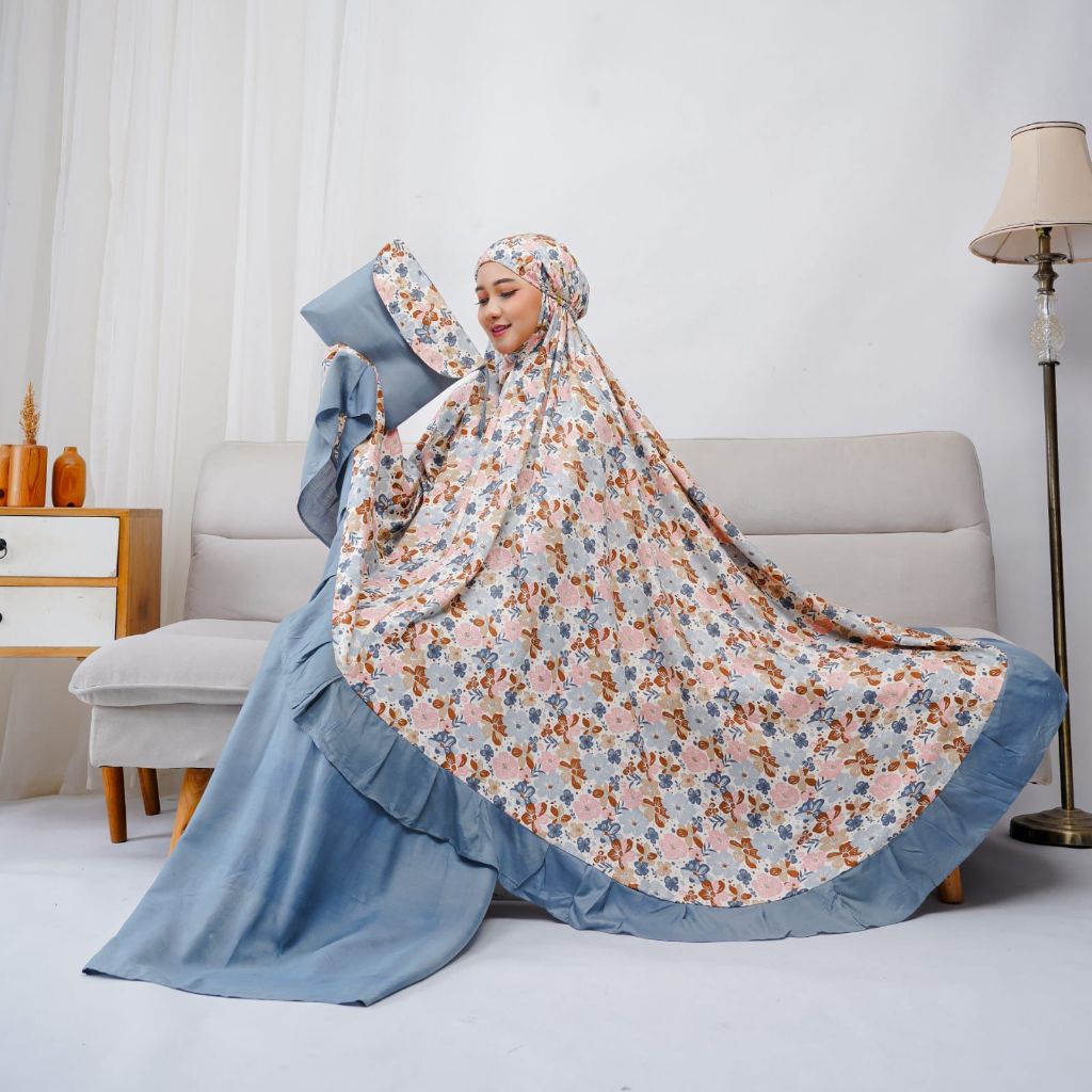 MUKENA RAYON JUMBO PREMIUM / MUKENA REMPEL DEWASA MOTIF BUNGA / MUKENA ALUNA