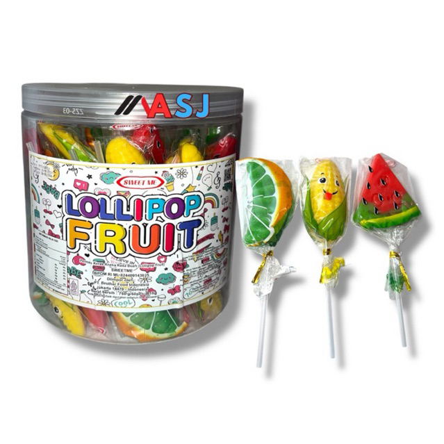 LOLLIPOP FRUIT BERAGAM BENTUK 50PCS