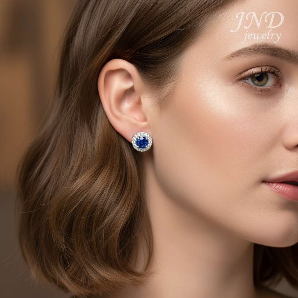 Giwang Anting Blue Safir Wanita JND Jewelry | Suasa Asli Lapis Emas | Custom