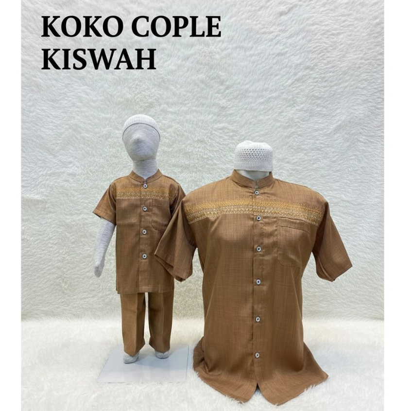 Setelan Koko Couple kiswah Ayah Anak Terbaru 2026 1 Set | Baju Muslim Keluarga Kakak Adik | Baju Leb