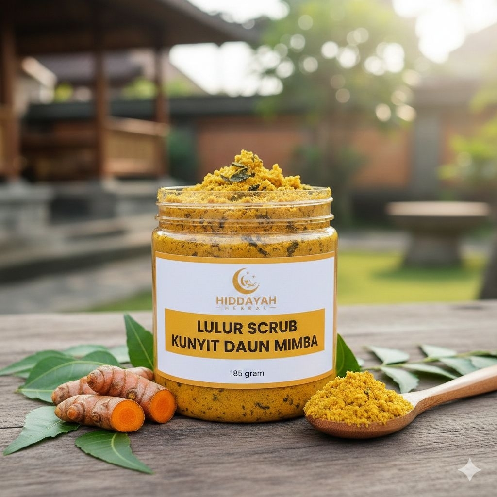 Scrub Badan Kunyit Mimba: Solusi Bekas Luka, Bruntusan & Kulit Kusam (Organic)"185gr