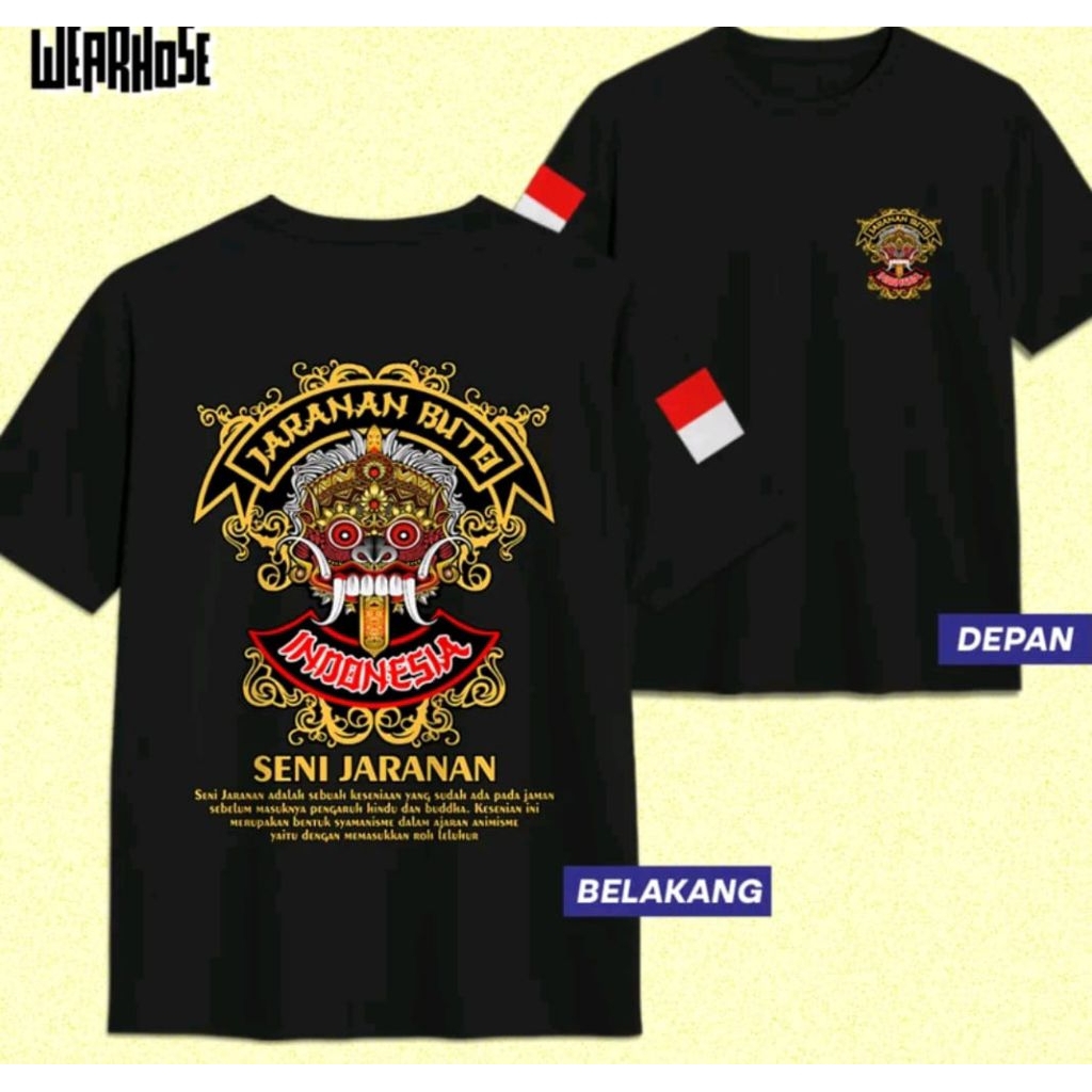 Kaos Jaranan Buto Indonesia  Seni Jaranan T-shirt Unisex Bahan Adem