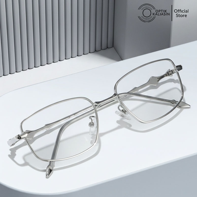 OPTIK KALIASIN - frame kacamata pria wanita kotak persegi panjang besi korea full frame 9528 minus p
