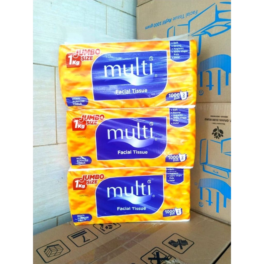 3 PACK Tissue Tisu Multi 1000 Gram / 1 Kg 2ply Facial Wajah Jumbo Size Kiloan