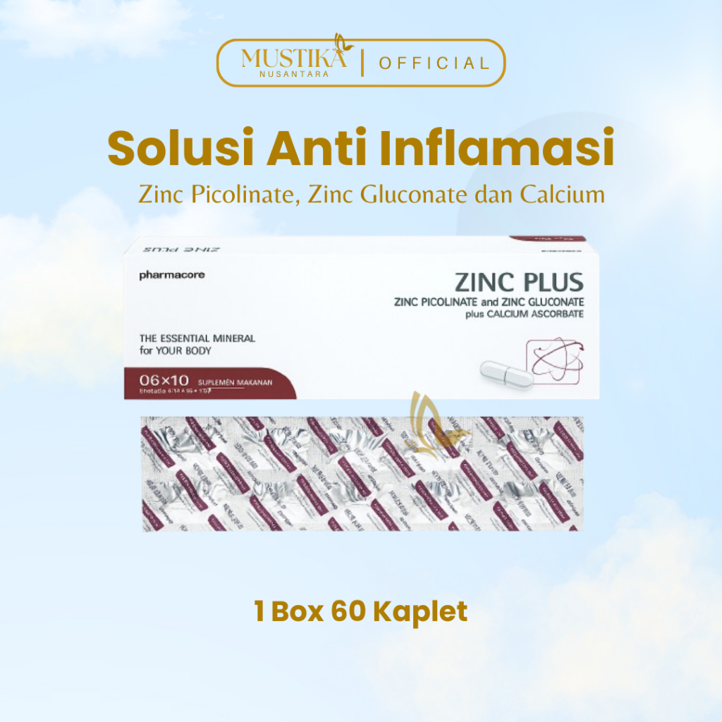 ZINC PLUS PHARMACORE 60TABLET | Suplemen dengan ZINC PICOLINATE-ZINC GLUCONATE-CALCIUM ASCORBATE