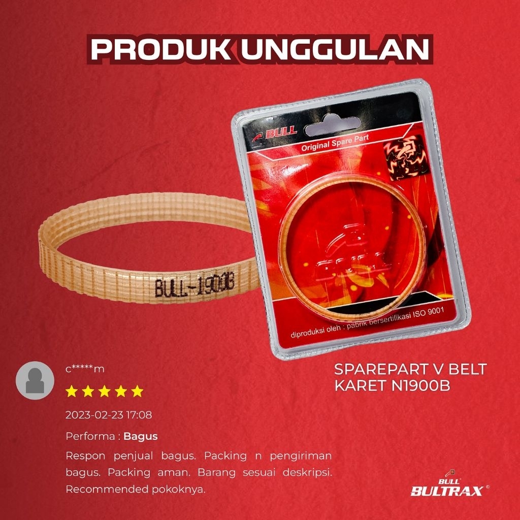 V-Belt Pasah Ketam Serut Kayu BULL