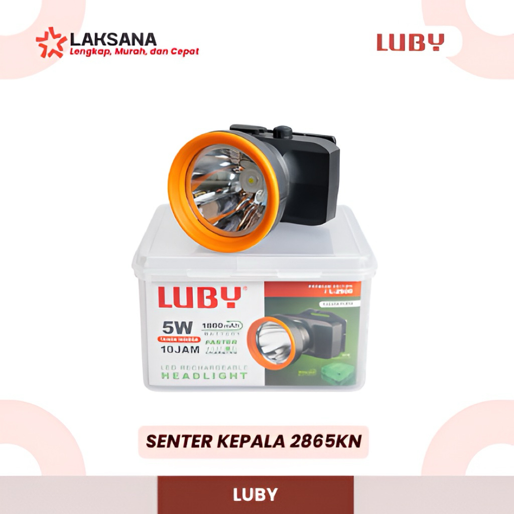 Senter Kepala Luby | Senter Kepala LED Super Terang Lithium L-2856KN | Cahaya Kuning dan Putih