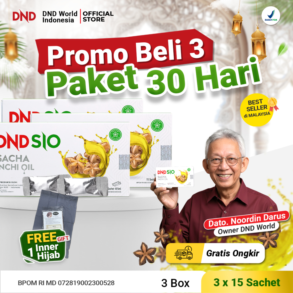 DND SIO PAKET 3 BOX - Sacha Inchi Oil 75ml -  Bantu Atasi Diabetes - 15 Sachet