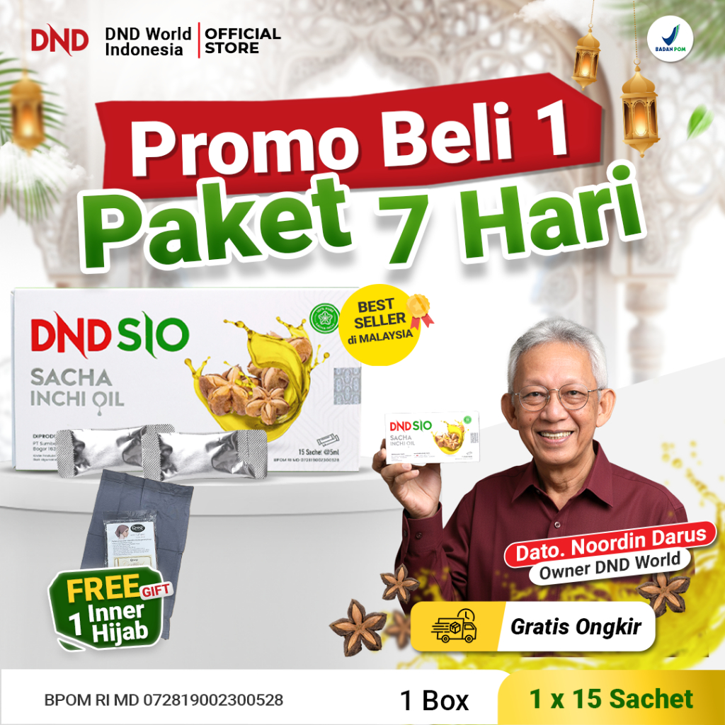 DND SIO - Minyak Sacha Inchi 75ml - Bantu Lancarkan Peredaran Darah - 15 Sachet - Dr Noordin Darus