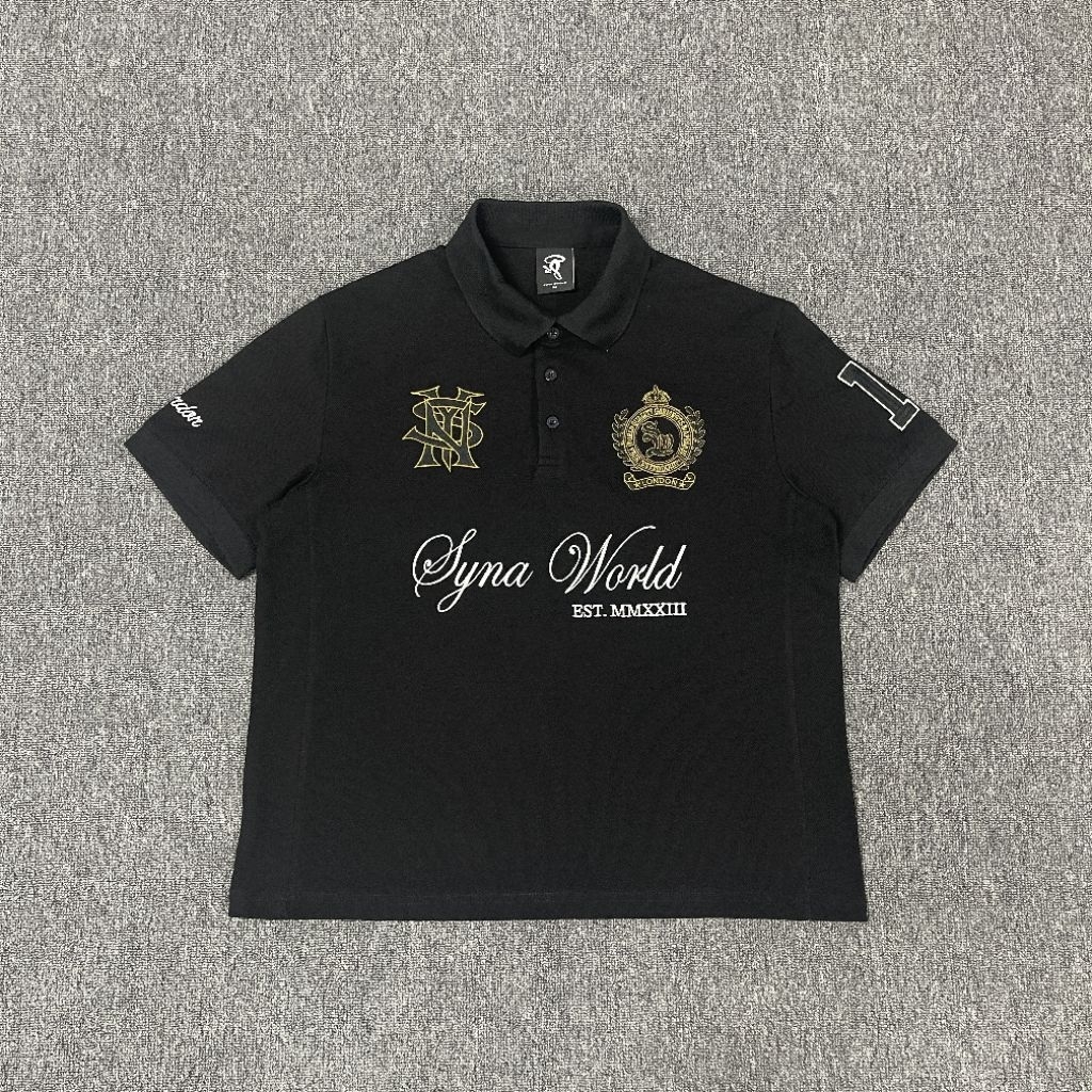 SYNAWORLD LONDON POLO SHIRT BLACK GREEN BLUE