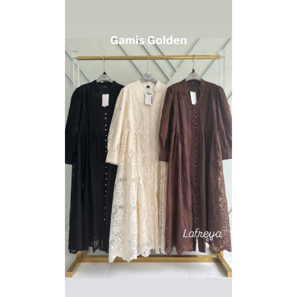 GOLDEN/NAJWA/FEYLIN DRESS KATUN BORDIR BOLONG by LFY
