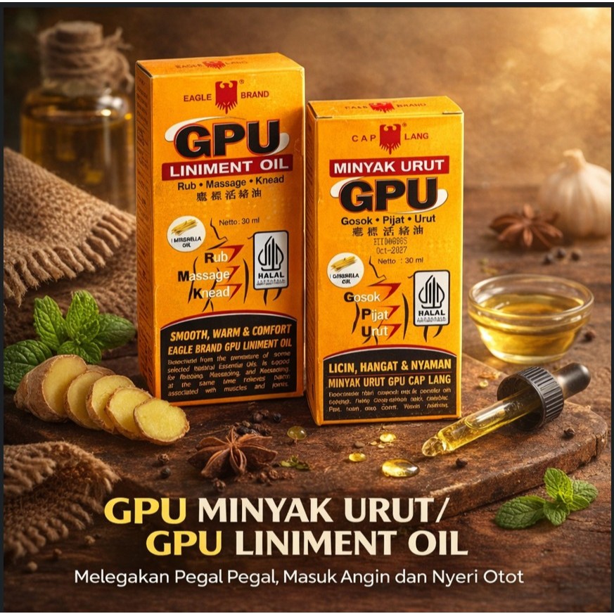 Minyak Urut GPU Kemasan 60 ml Murah & Berkualitas