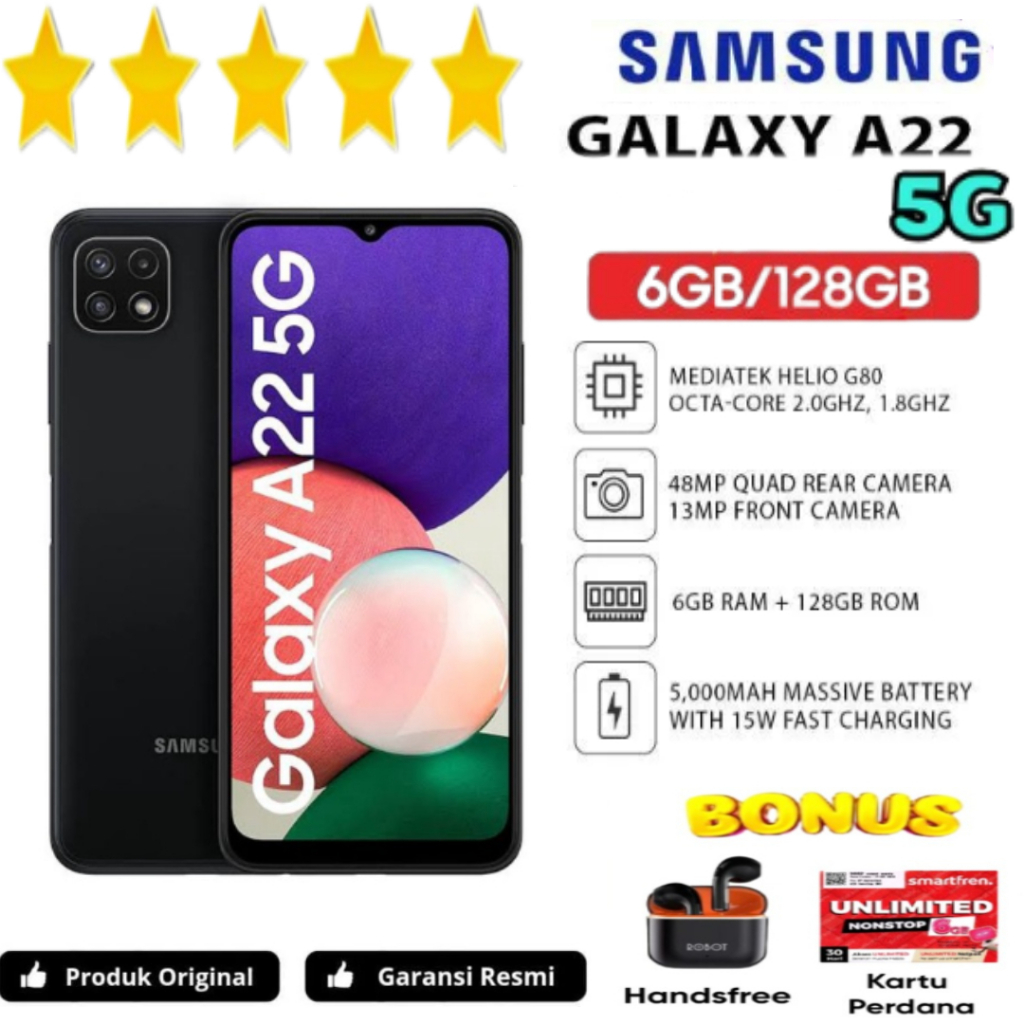 HP SAMSUNG A22 5G 6GB/128GB ORIGINAL DAN EXTRA BONUS
