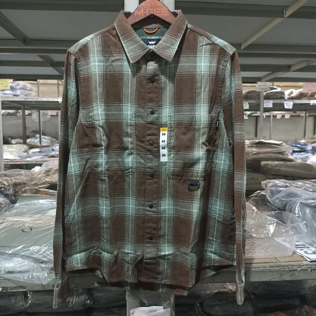 Kemeja Flannel Original MGEE JAZON CKFL 001 OLIVE