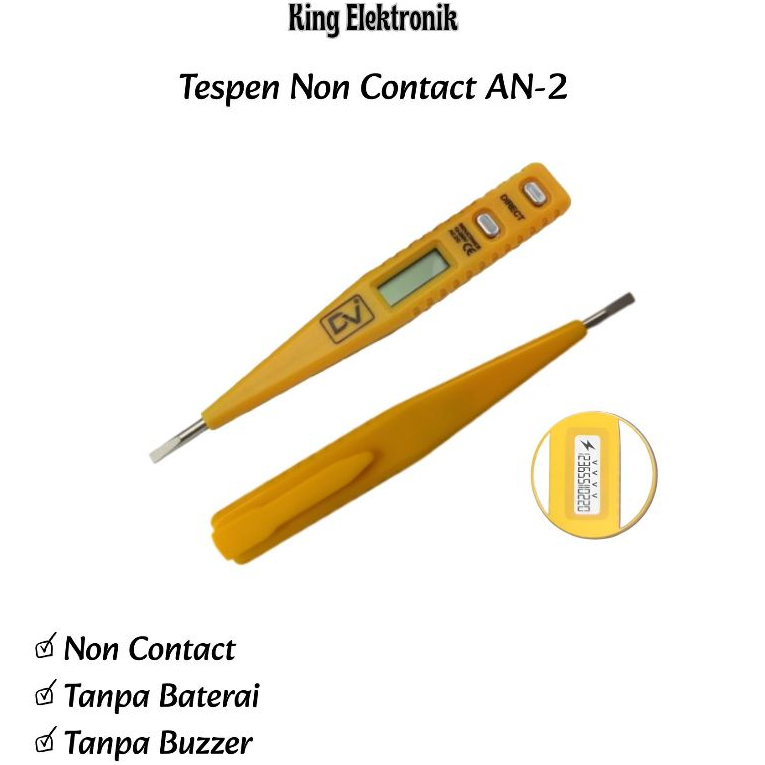Obeng Tespen Digital Tespen AC DC Non Contact Non Baterai 12-250V DV AN-2