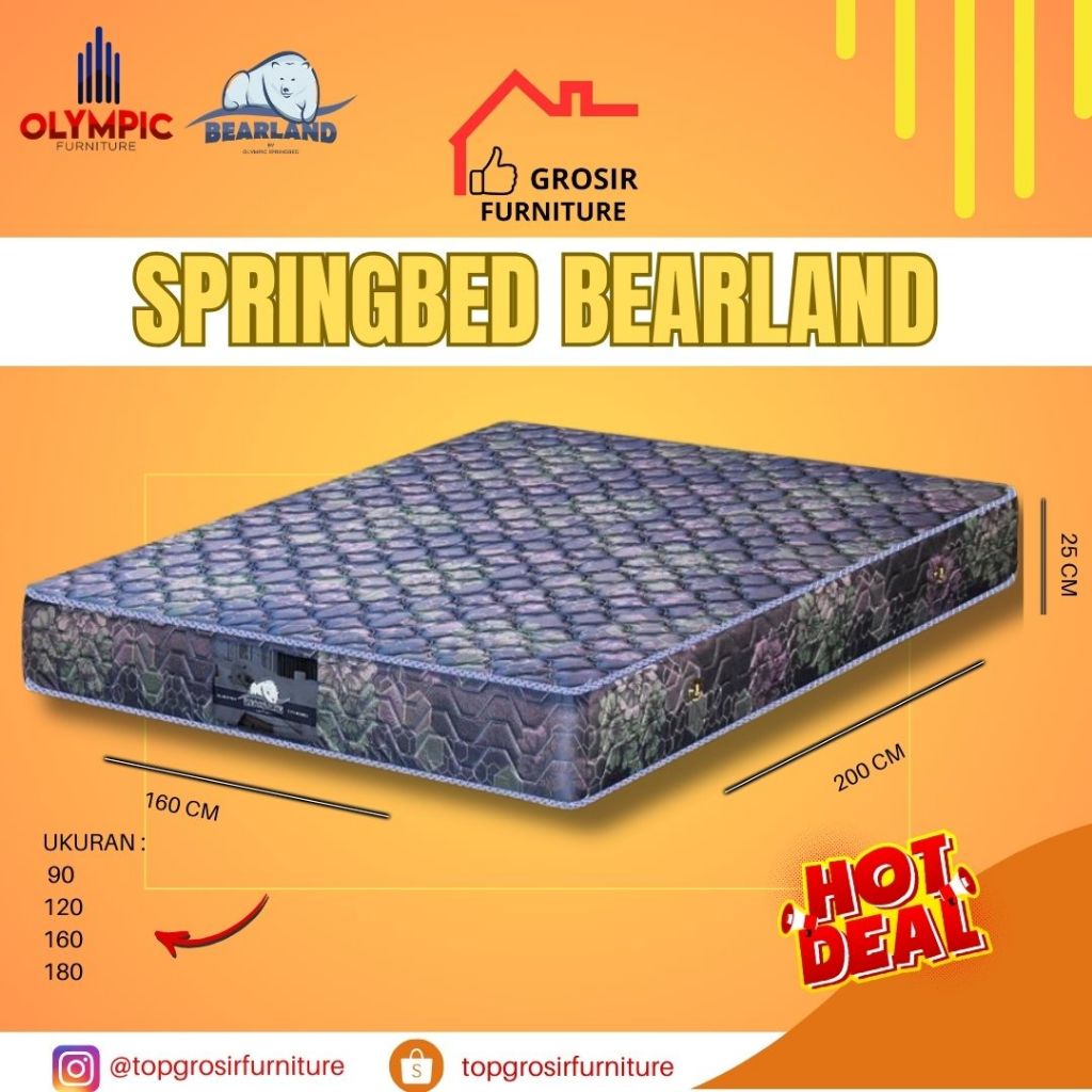 KASUR SPRINGBED OLYMPIC BEARLAND - FullSet Divan Sandaran & Kasur Saja